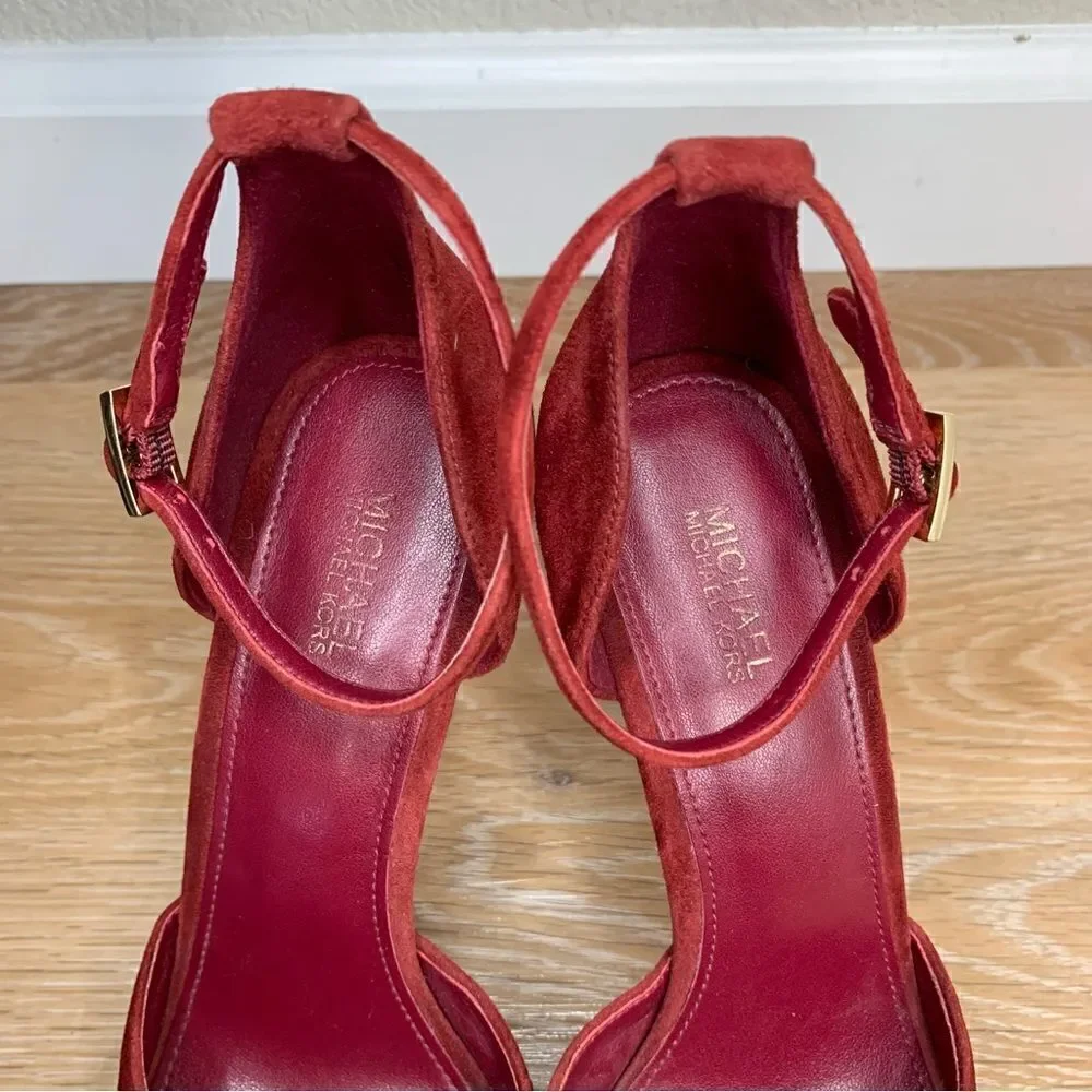 Michael Kors Bright Red Tiegan Platform Sandals, Size 8